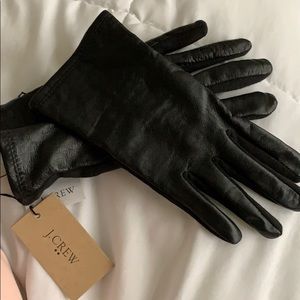 J.Crew black leather gloves- screen compatible
